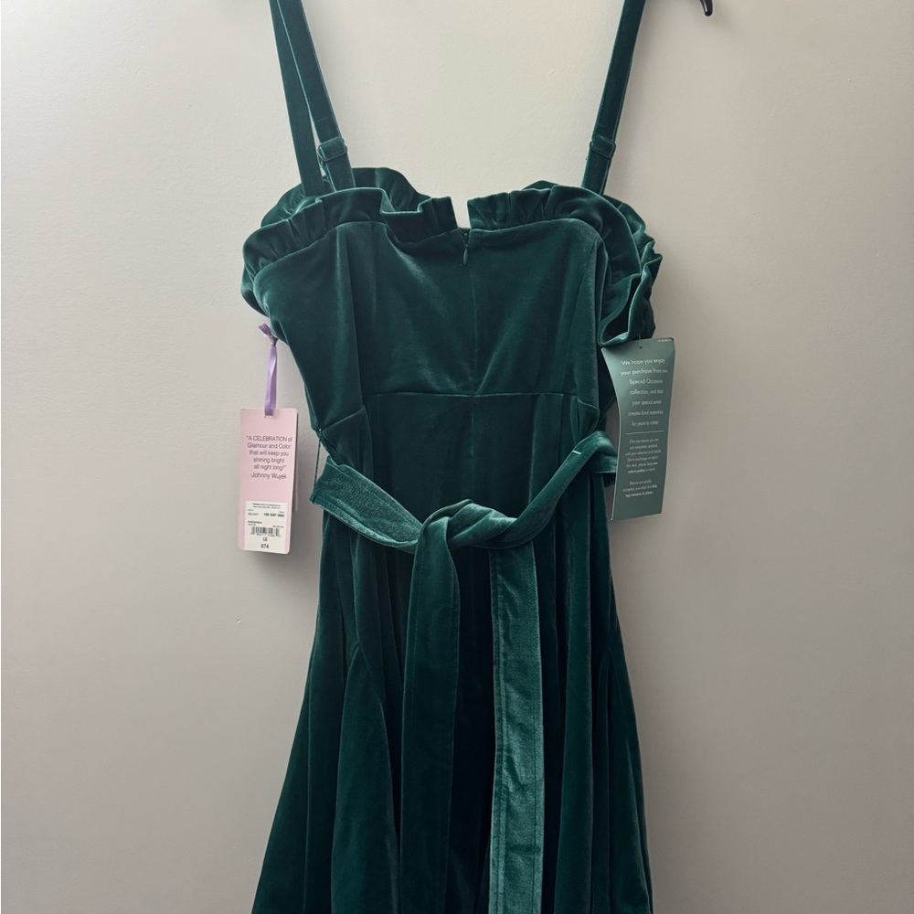 Green Velvet Dress with Star Belt - Picture 8 of 10